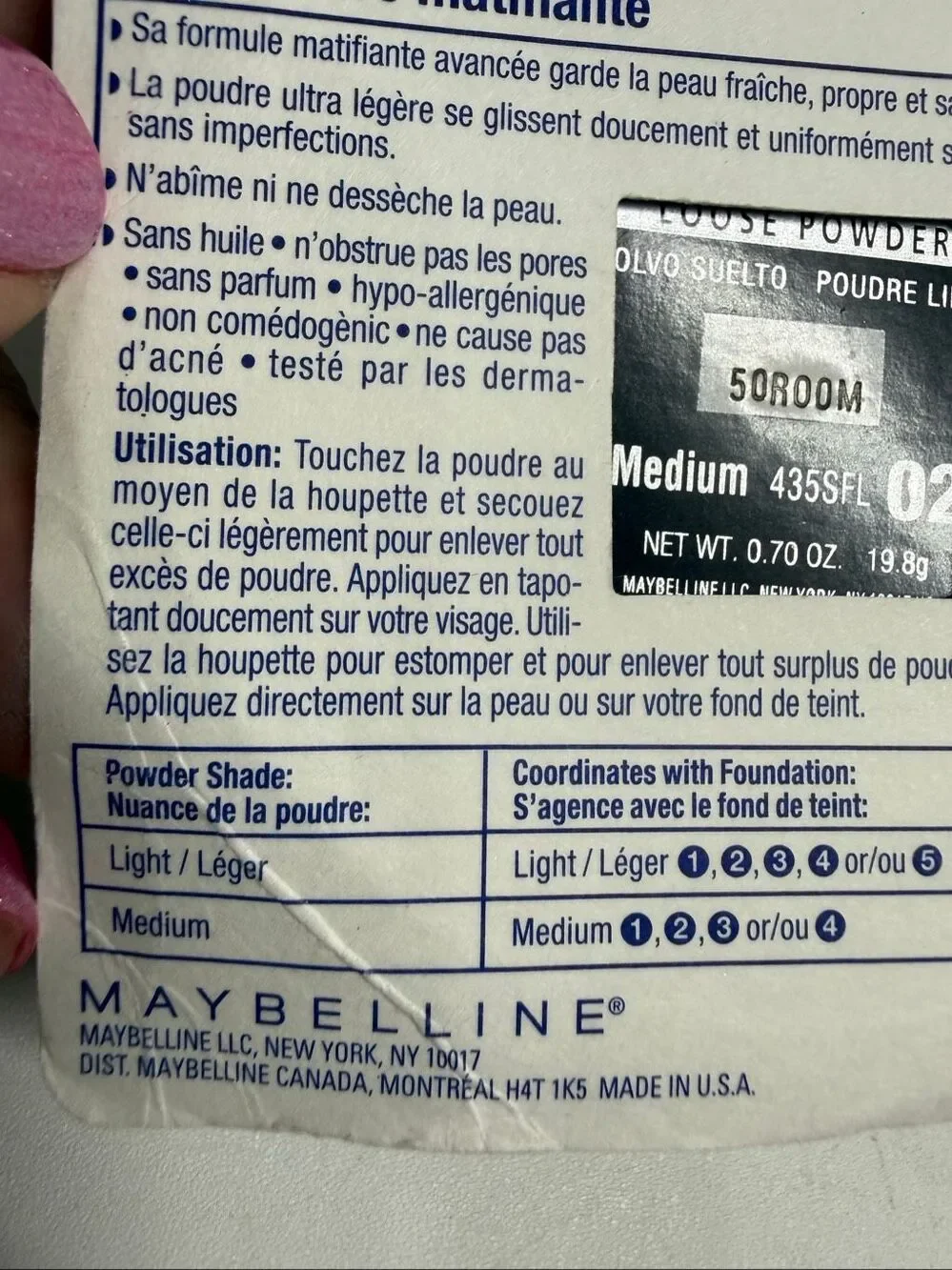 NEW Maybelline Shine Free Control Loose Powder 100% Oil Free 435 SFL Medium